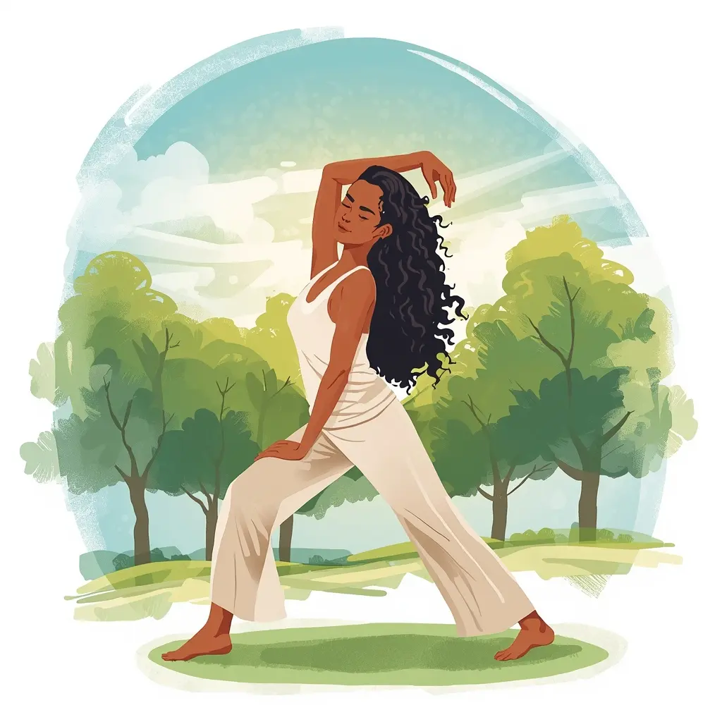 Illustration of gentle stretching and physical movement exercises