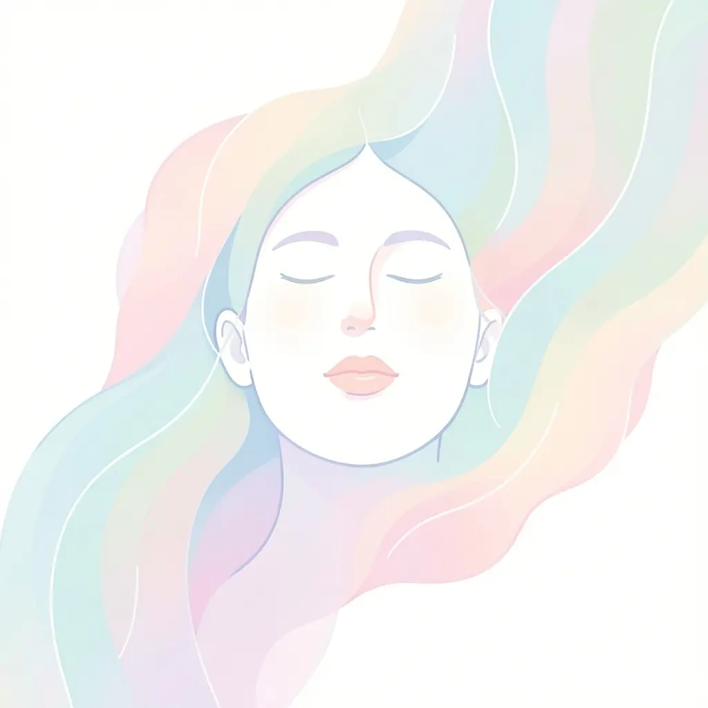 Illustration representing calm breathing and mindfulness with soft flowing shapes